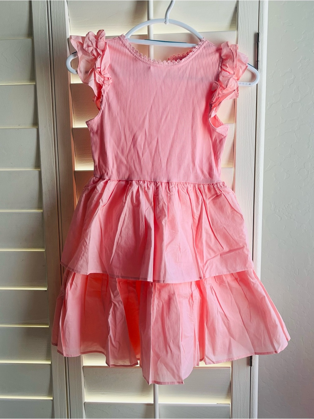 Janie and Jack Light Pink Ribbed Tank tiered with Ruffle Trim